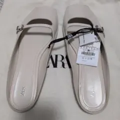 ★ZARA★新品未使用エナメル加工スリングバックフラットバレリーナシューズ値下げ