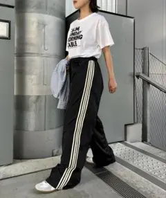 etsintaリメイクトラックジャージパンツ/ラインパンツ ブラック