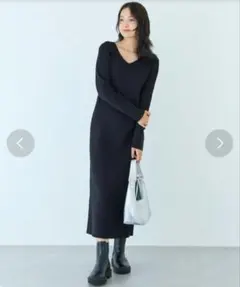 【LAVEANGE】2way リブニットロングワンピース　Mサイズ