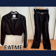 EATME クロップド丈ジャケット ブラック セットアップ対応 スラックス