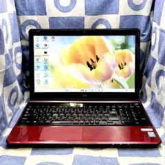 快速SSD275G☆i5☆大人気赤ノートパソコン♪ブルーレイ&カメラ！Win11