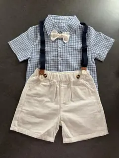 【ベビーフォーマル】 100cm シャツ ハーフパンツ サスペンダー3点セット