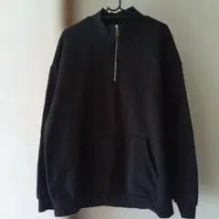 黒 ハーフジップ スウェットトレーナー