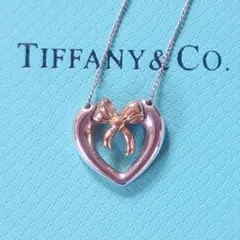 美品 ティファニー ネックレス ハートリボン 750 925 コンビ 1991