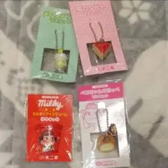 不二家のスイーツグッズ、マスコットとマグネットの4個セット