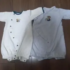 ホワイトロンパース 95cm未満 動物刺繍