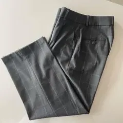 ユニクロ　UNIQLO タックワイドパンツ チェック柄　グレー