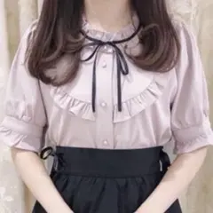 evelyn UフリルリボンTP ブラウス ピンクのサムネイル