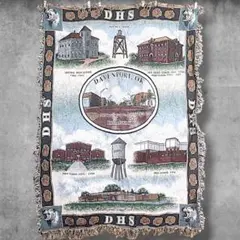 BOHW 地図 ラグ マット 古着 オクラホマ州 ダベンポート 建物 街 歴史