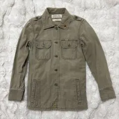 レミレリーフ ミリタリーシャツジャケット フラワースタッズ L カーキ