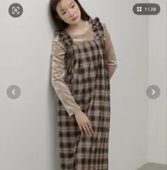 bab チェックギャザージャンパーワンピース