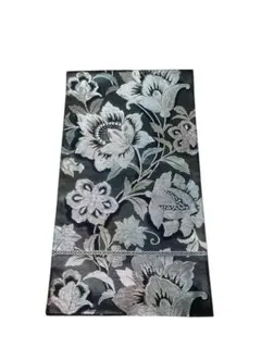 [新品・未使用] 西陣織　花唐草　袋帯　黒地