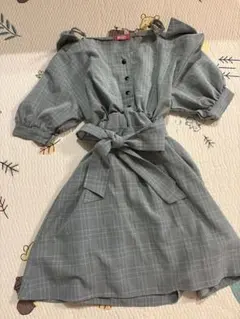 即購入⭕️【美品／中古】MARS チェック柄 ウエストリボン ワンピース グレーのサムネイル