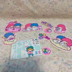 昭和レトロ　リトルツインスターズ ドデカステッカー ９枚セット+オマケ
