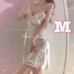ベビードール セクシー　白　ランジェリー　レース　エレガント　ナイトウェア　M