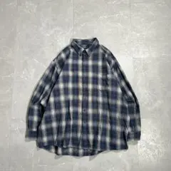 90s Towncraft オンブレチェックシャツ 開襟 XXL シャドー 古着