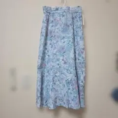 PROPORTION 青系花柄 フレアスカート ベルト付き