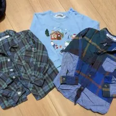 familiar チェック柄長袖シャツ・スウェットセット 100cm