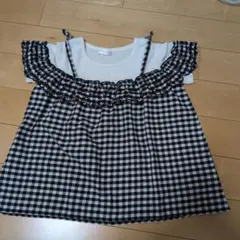 RETROGIRL mini130黒のフリル付きカットソー