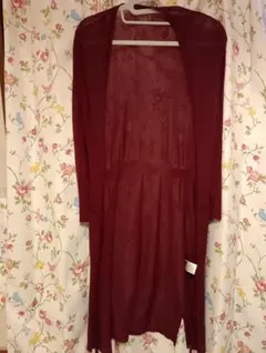 バーガンディ 長袖カーディガン M-Lサイズ