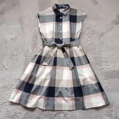 美品 ブルーレーベルクレストブリッジ チェックドビーシャツワンピース