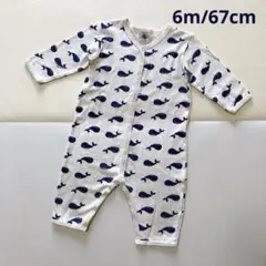 PetitBateau プチバトー　クジラ柄プリント長袖足なしロンパース　6m