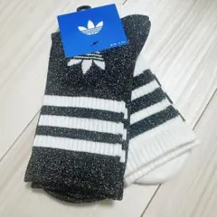 adidas アディダス　ソックス ホワイト　ブラック グリッター 2足