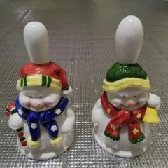 雪だるまのベル2個 クリスマス装飾
