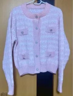 ビジューボタンラメツイードニットカーディガン［ab155f］