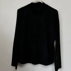 VIANTE ハイネックループ刺繍シースルートップス　黒