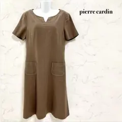 pierre cardin 半袖キーネックワンピース ブラウンのサムネイル