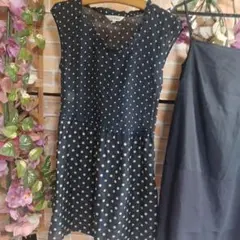 KUMIKYOKU 組曲 S2 ドットワンピース シフォン キャミペチコートつき