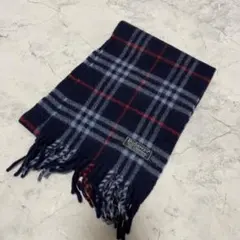 美品 ヴィンテージ バーバリー マフラー 英国製 ラムウール100% チェック柄