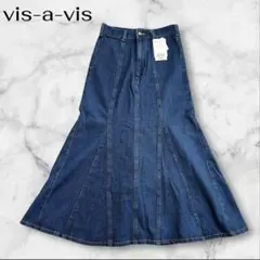 未使用 vis vis-'a-vis ビザビ デニム フレア ロングスカート