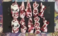 【99】量産型　平成女児　地雷系　ゆめかわ　血まみれ　ねこ　ネイルチップ