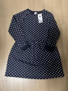 【再⭐︎お値下げ】PETIT BATEAU ドット柄長袖ワンピ130〜140cm