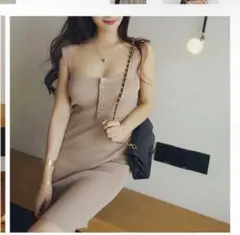 キャミワンピ　夏　ワンピース　リブニット