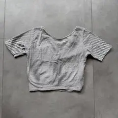 ボーダー柄 クロップド丈 半袖Tシャツのサムネイル