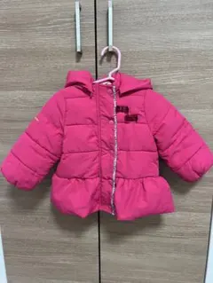 ピンク フード付き ダウン風アウター80サイズ