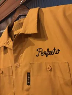 【美品】Schott 長袖ワークシャツ マスタード Lサイズ チェーンステッチのサムネイル