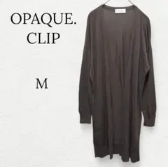 1032【オペークドットクリップ】ロングニットカーディガン 長袖 シアー 茶 Ｍ