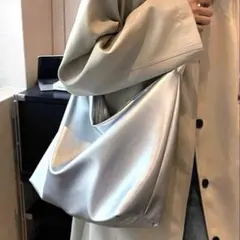 SHEIN pu トートバッグ シルバー