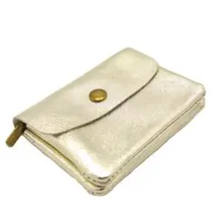 大人気！小銭入れ ゴールド イタリア製 本革 コインケース カードケース 金色