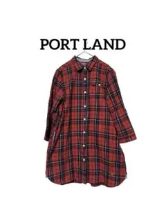 PORT LAND レッドチェック シャツワンピース 長袖