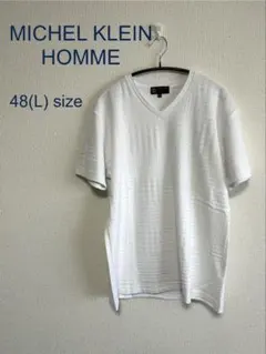 【美品】 MICHEL KLEIN Vネック Tシャツ 48 Lサイズ ホワイトのサムネイル