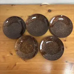 漆器　菓子皿 10枚セット 茶色と金色の模様