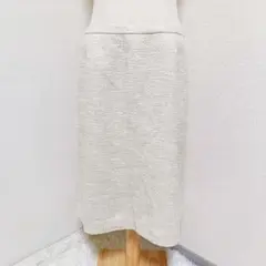 スキャパ ツイードタイトスカート ひざ丈 バックスリット入り ベージュ 綿混