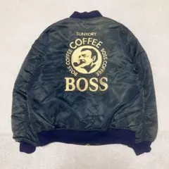 サントリー BOSS 00s MA-1 フライトジャケット ネイビー 肉厚 刺繍