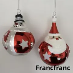 Francfranc ツリーオーナメント ガラス サンタ スノーマン セット