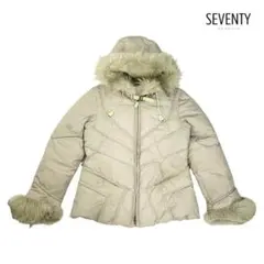 00T276☆ SEVENTY ラクーンファー ダウンャケット アウター Lのサムネイル